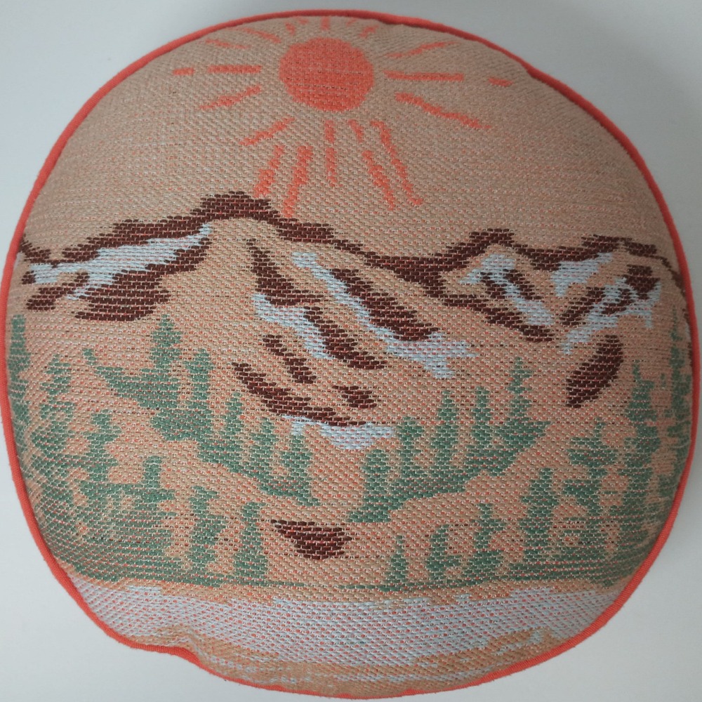 Magnolia Home Round Woven Tapestry Mountain Landscape Throw Pillow Nature Decor